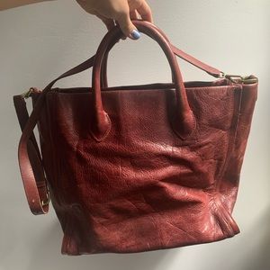 Madewell Leather Estate Tote in Burgundy/Red